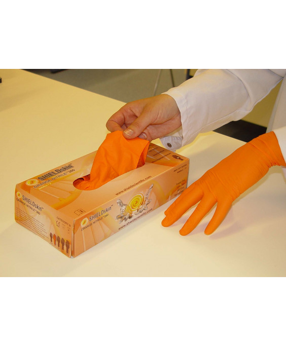 Нитриловые перчатки для чистых помещений  SHIELDskin™ ORANGE NITRILE™ 260